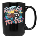 Rizz Em With The Tism Retro Vintage Raccoon Meme Black Coffee Mug, Gift Coffee Mug