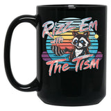 Rizz Em With The Tism Retro Vintage Raccoon Meme Black Coffee Mug, Gift Coffee Mug