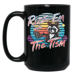 Rizz Em With The Tism Retro Vintage Raccoon Meme Black Coffee Mug, Gift Coffee Mug