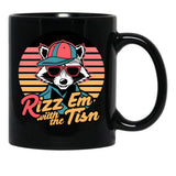 Rizz Em With The Tism Retro Vintage Raccoon Meme Black Coffee Mug, Gift Coffee Mug - Black
