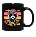 Rizz Em With The Tism Retro Vintage Raccoon Meme Black Coffee Mug, Gift Coffee Mug - Black
