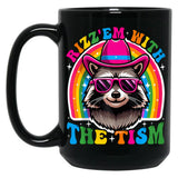 Rizz Em With Tism Raccoon Meme Cute Funny Essential T-Shirt Black Coffee Mug, Gift Coffee Mug