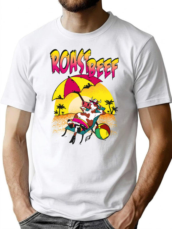 Roast Beef 80S Style T-Shirt for Men & Women, T-Shirts Graphic Tee - White