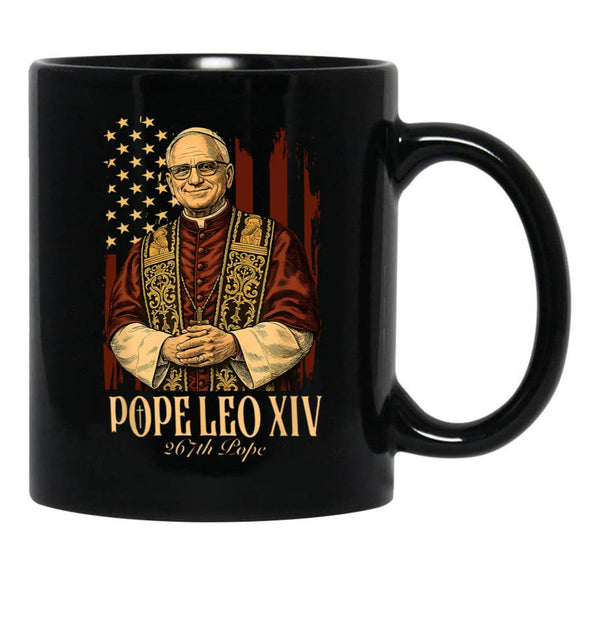 Robert Francis Prevost New Pope Shirt Leo Xiv Vatican Black Coffee Mug - Black