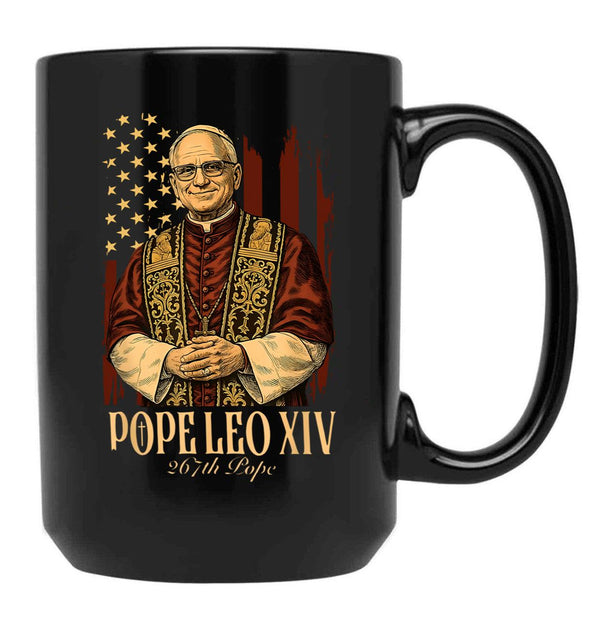 Robert Francis Prevost New Pope Shirt Leo Xiv Vatican Black Coffee Mug - Black