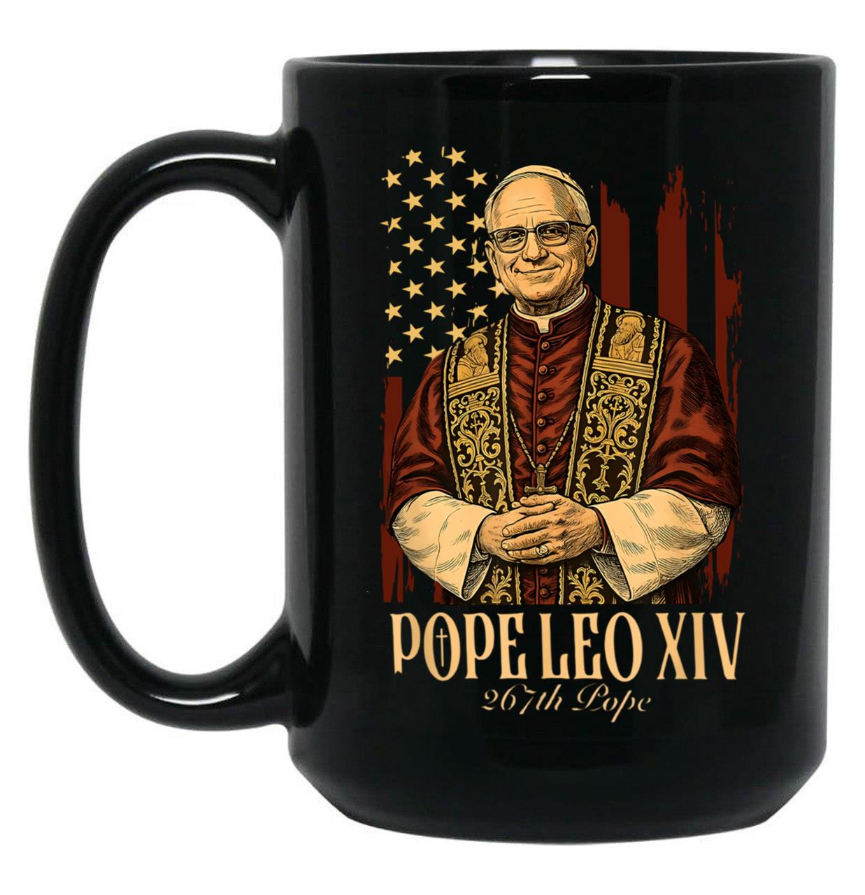 Robert Francis Prevost New Pope Shirt Leo Xiv Vatican Black Coffee Mug