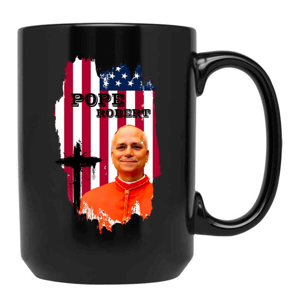 Robert Francis Prevost New Pope Black Coffee Mug - Black