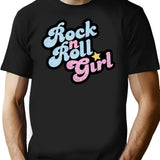 Rock N' Roll Girl T-Shirt for Men & Women, T-Shirts Graphic Tee - Black