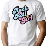 Rock N' Roll Girl T-Shirt for Men & Women, T-Shirts Graphic Tee - White