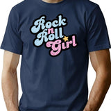 Rock N' Roll Girl T-Shirt for Men & Women, T-Shirts Graphic Tee - Navy