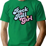 Rock N' Roll Girl T-Shirt for Men & Women, T-Shirts Graphic Tee - Green
