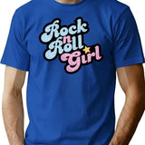 Rock N' Roll Girl T-Shirt for Men & Women, T-Shirts Graphic Tee - Blue