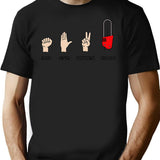 Rock Paper Scissors Groovy T-Shirt for Men & Women, T-Shirts Graphic Tee - Black