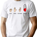Rock Paper Scissors Groovy T-Shirt for Men & Women, T-Shirts Graphic Tee - White