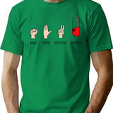 Rock Paper Scissors Groovy T-Shirt for Men & Women, T-Shirts Graphic Tee - Green