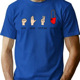 Rock Paper Scissors Groovy T-Shirt for Men & Women, T-Shirts Graphic Tee - Blue
