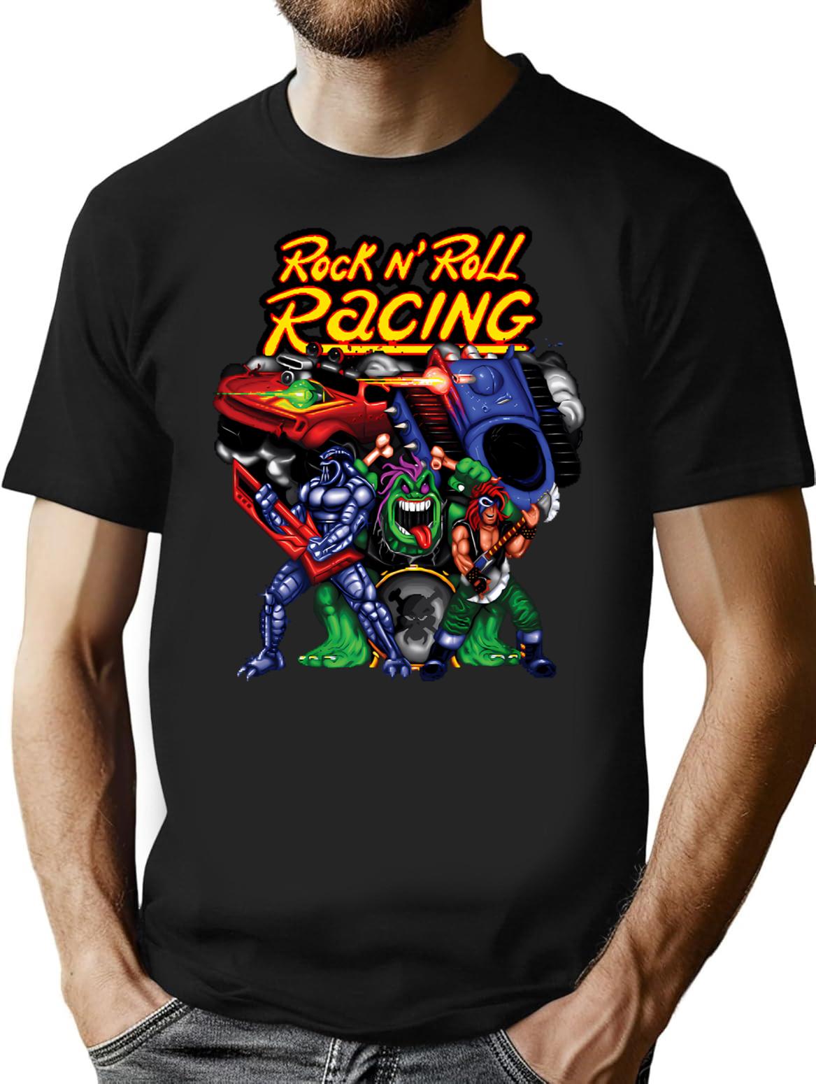 Rock Roll Racing Pixel Art T-Shirt for Men & Women, T-Shirts Graphic Tee - Black