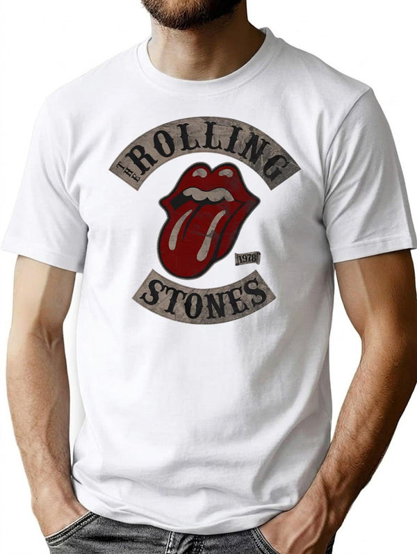 Rolling Stones Men's Tour 78 Premium Heavyweight Cotton T-Shirt - White