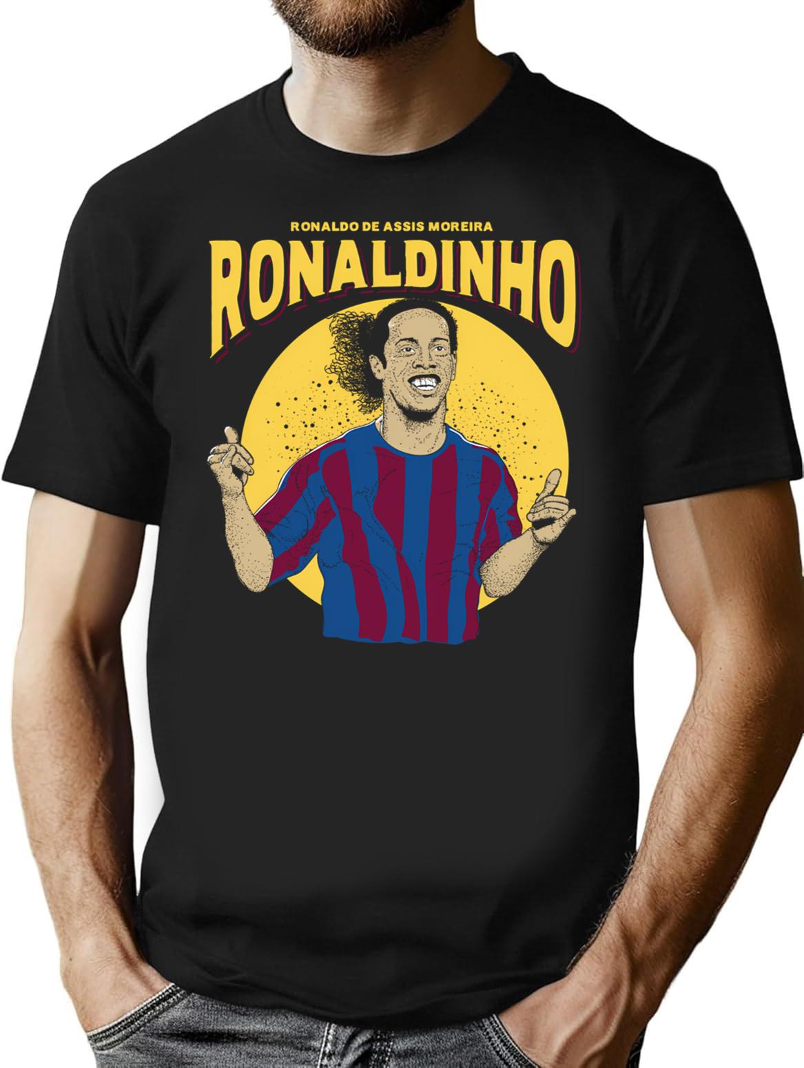 Ronaldinho Legend Of Football T-Shirt for Men & Women, T-Shirts Graphic Tee - Black