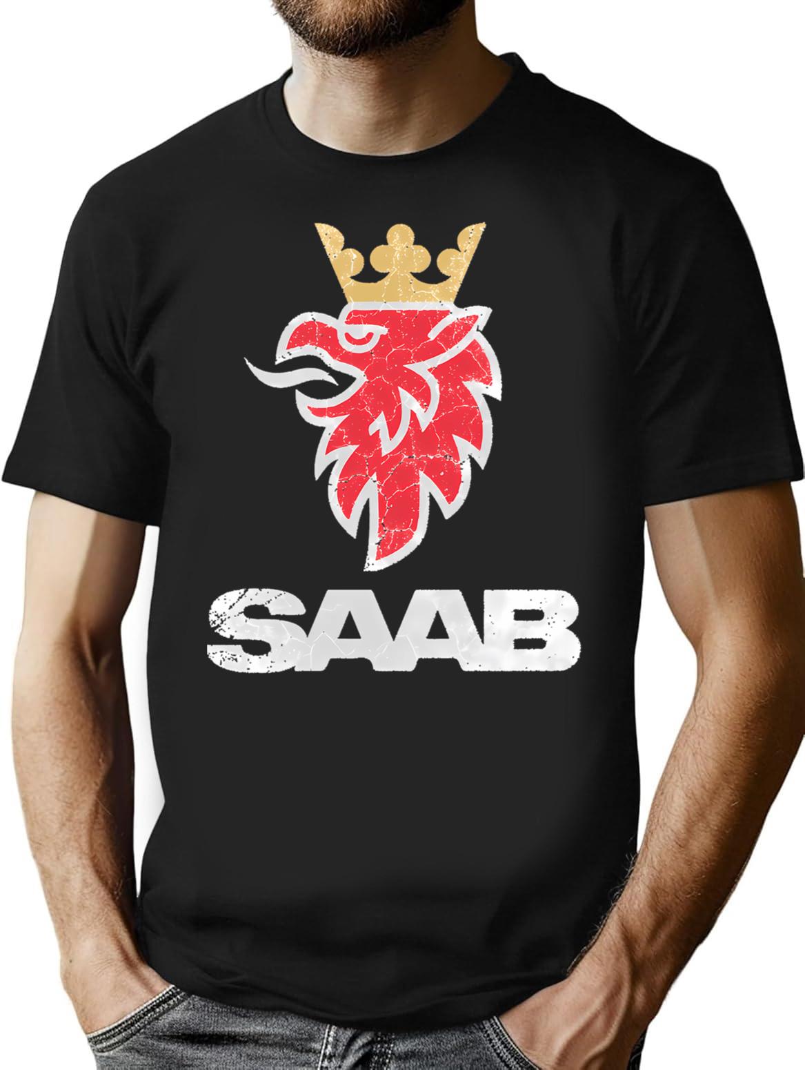 Saab Vintage Grunge Logo T-Shirt for Men & Women, T-Shirts Graphic Tee - Black