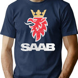 Saab Vintage Grunge Logo T-Shirt for Men & Women, T-Shirts Graphic Tee - Navy
