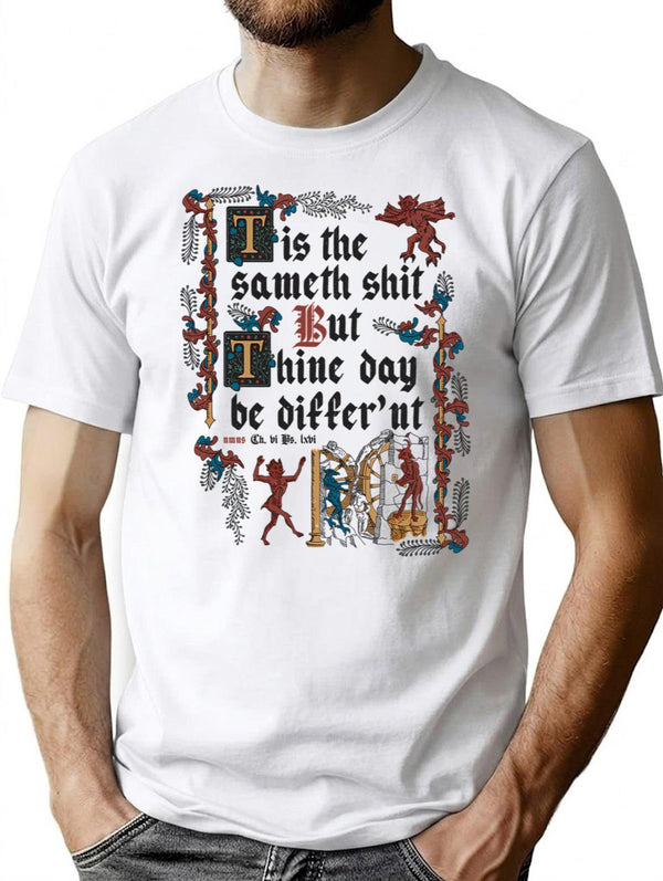 Same Shit Medieval Style - Funny Retro Vintage English History T-Shirt for Men & Women, T-Shirts Graphic Tee - White
