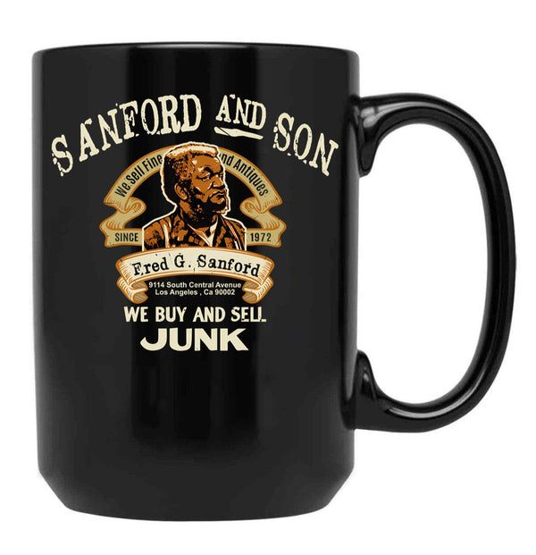 Sanford And Son Fred Sanford Seller Of Fine Second Hand Antiques Black Coffee Mug, Gift Coffee Mug