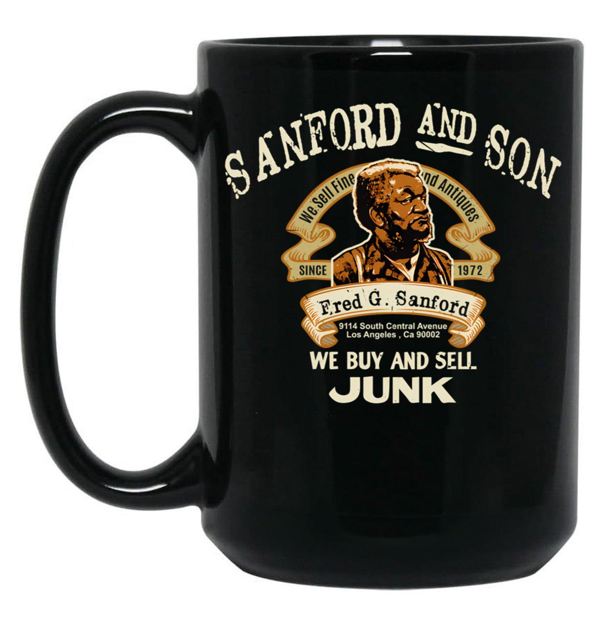 Sanford And Son Fred Sanford Seller Of Fine Second Hand Antiques Black Coffee Mug, Gift Coffee Mug