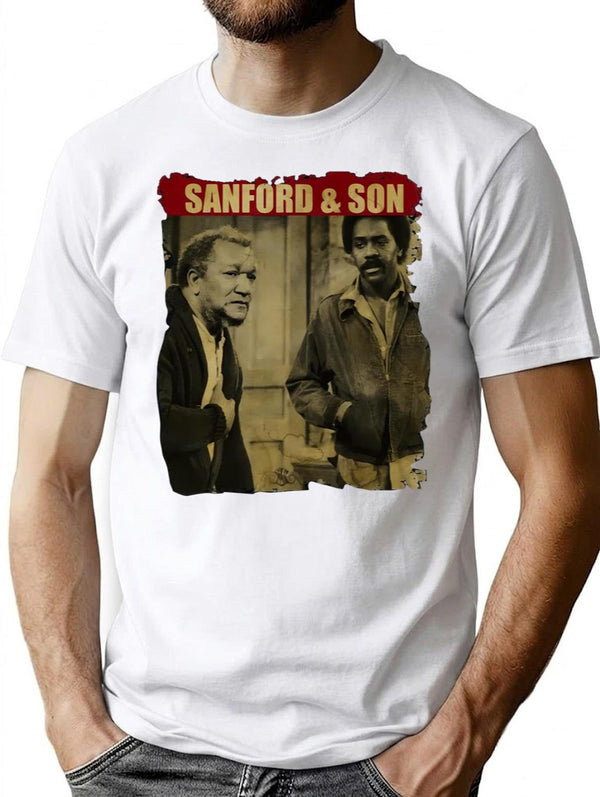 Sanford And Son - Retro Style Black Premium Heavyweight Cotton T-Shirt - White