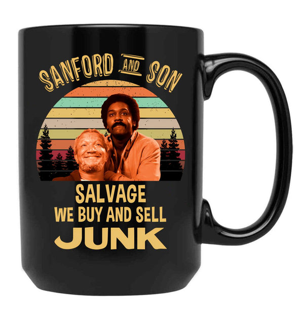 Sanford And Son Salvage We Buy And Sell Junk Vintage Black Coffee Mug, Gift Coffee Mug