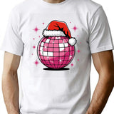 Santa Disco Ball T-Shirt for Men & Women, T-Shirts Graphic Tee - White