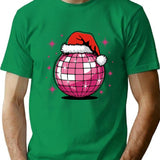 Santa Disco Ball T-Shirt for Men & Women, T-Shirts Graphic Tee - Green