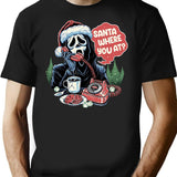 Santa Where You At Ghostface Christmas T-Shirt for Men & Women, T-Shirts Graphic Tee - Black
