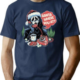 Santa Where You At Ghostface Christmas T-Shirt for Men & Women, T-Shirts Graphic Tee - Navy