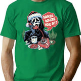 Santa Where You At Ghostface Christmas T-Shirt for Men & Women, T-Shirts Graphic Tee - Green