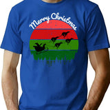 Santas Sleigh Pulled By Greyhounds T-Shirt for Men & Women, T-Shirts Graphic Tee - Blue