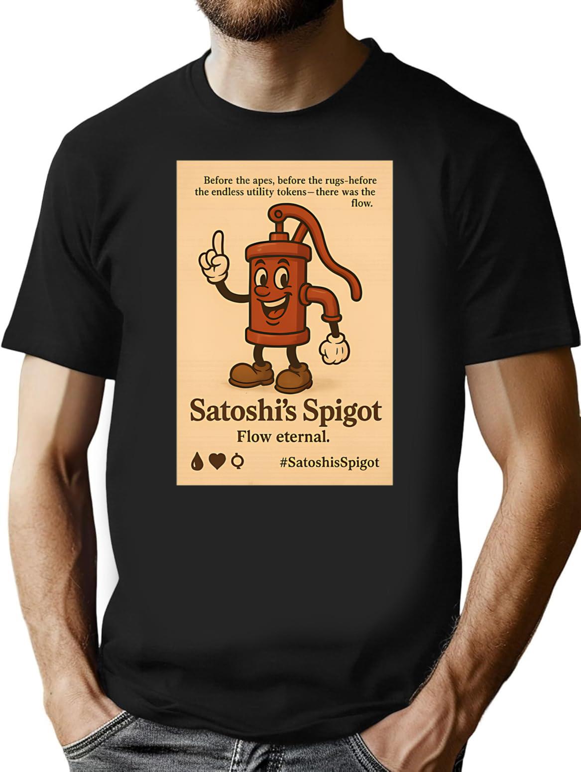 Satoshi'S Spigot Meme Mascot Will Slogan T-Shirt for Men & Women, T-Shirts Graphic Tee - Black
