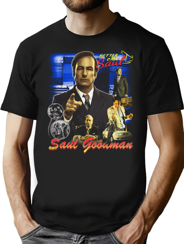 Saul Goodman Vintage 90S Bootleg Design T-Shirt for Men & Women, T-Shirts Graphic Tee - Black