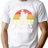Save A Horse Ride A Cowboy Funny T-Shirt for Men & Women, T-Shirts Graphic Tee - White