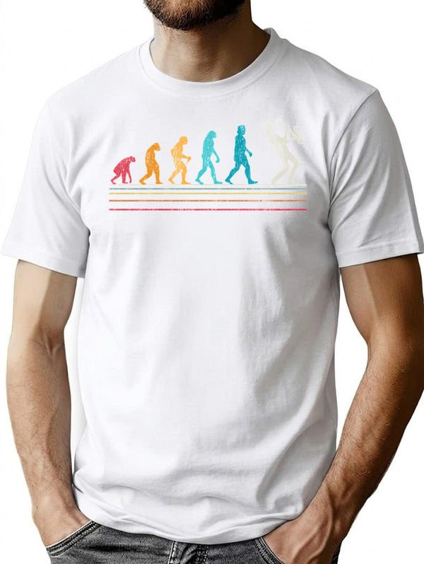 Saxophone Evolution Sax Retro Gift T-Shirt for Men & Women, T-Shirts Graphic Tee - White