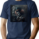 Scary Clown Art Creepy Clown T-Shirt for Men & Women, T-Shirts Graphic Tee - Navy