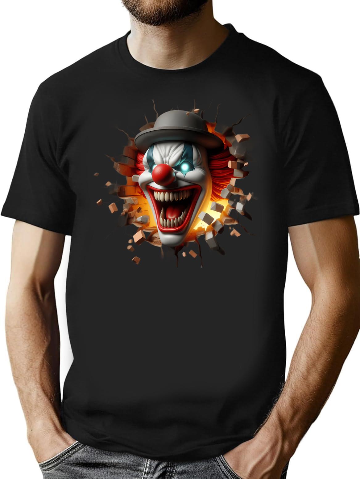 Scary Clown (3) T-Shirt for Men & Women, T-Shirts Graphic Tee - Black