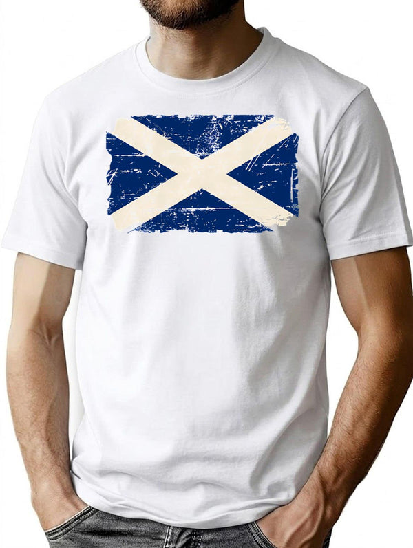 Scotland Flag - Vintage Look T-Shirt for Men & Women, T-Shirts Graphic Tee - White