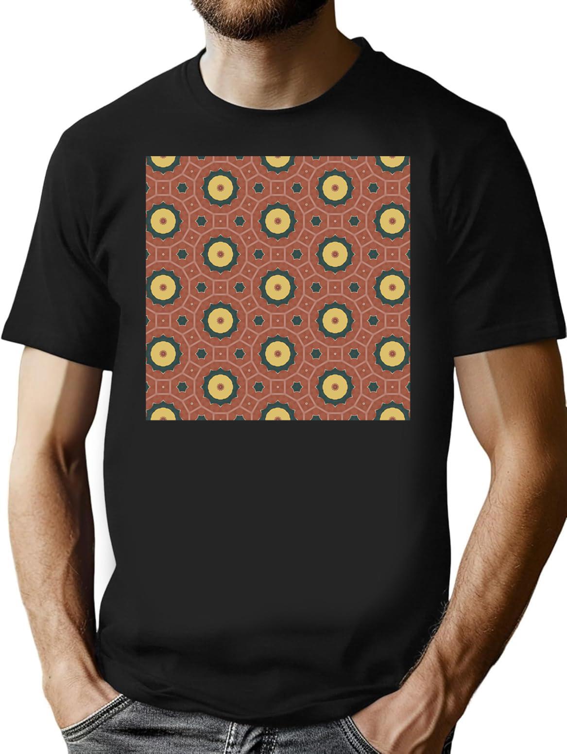 Seamless Pattern With Circles.Pattern Seamless Wallpaper Vector Texture T-Shirt for Men & Women, T-Shirts Graphic Tee - Black