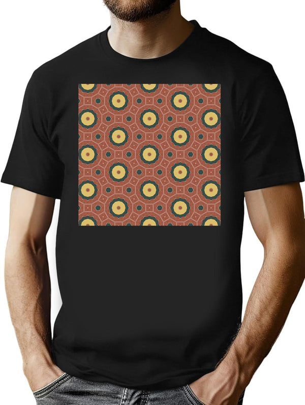 Seamless Pattern With Circles.Pattern Seamless Wallpaper Vector Texture T-Shirt for Men & Women, T-Shirts Graphic Tee - Black