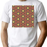 Seamless Pattern With Circles.Pattern Seamless Wallpaper Vector Texture T-Shirt for Men & Women, T-Shirts Graphic Tee - White