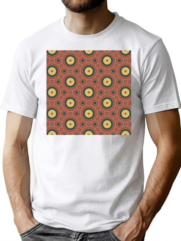 Seamless Pattern With Circles.Pattern Seamless Wallpaper Vector Texture T-Shirt for Men & Women, T-Shirts Graphic Tee - White