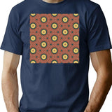 Seamless Pattern With Circles.Pattern Seamless Wallpaper Vector Texture T-Shirt for Men & Women, T-Shirts Graphic Tee - Navy