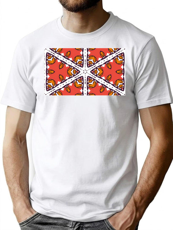 Seamless Pattern With Flowers.Pattern Seamless Wallpaper Design T-Shirt for Men & Women, T-Shirts Graphic Tee - White