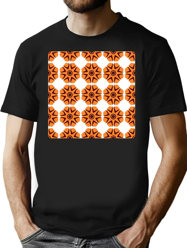 Seamless Pattern With Flowers.Pattern Seamless Wallpaper T-Shirt for Men & Women, T-Shirts Graphic Tee - Black